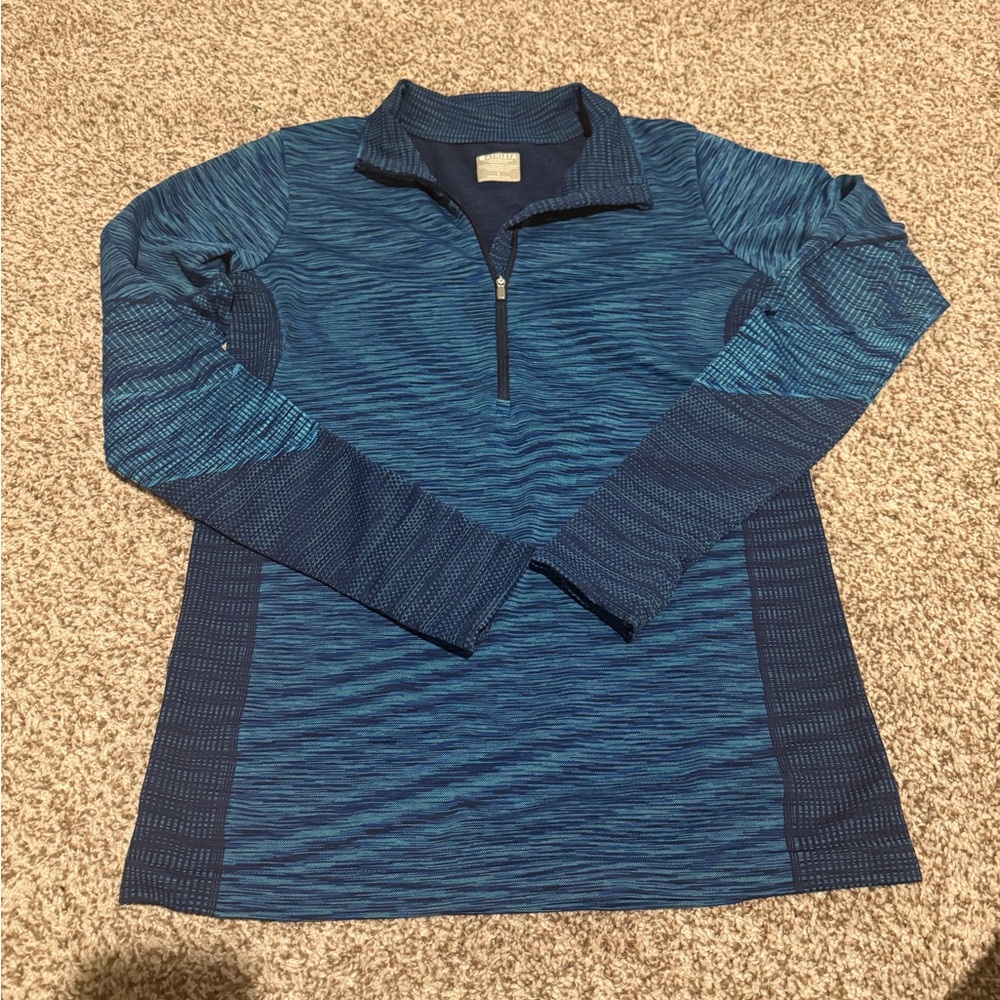 Athleta Navy and Teal Quarter-Zip Top